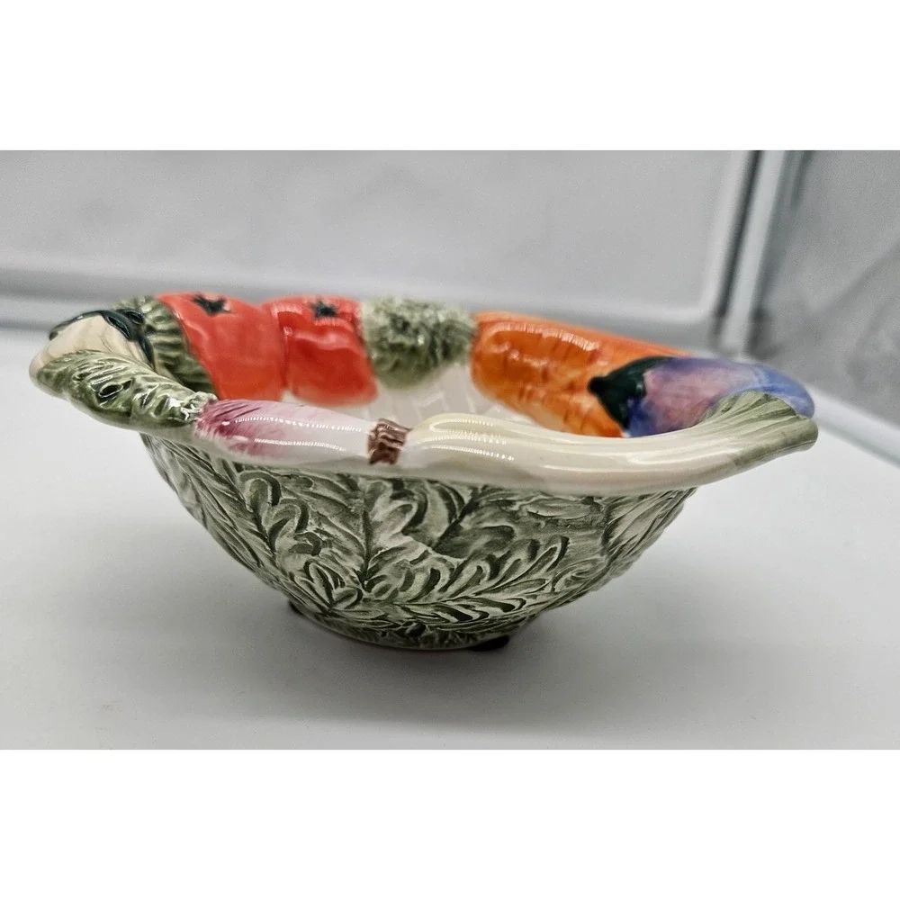 Fitz and Floyd 1992‎ Vegetable Garden 3D Relief Ceramic Bowl Vintage 5.5in